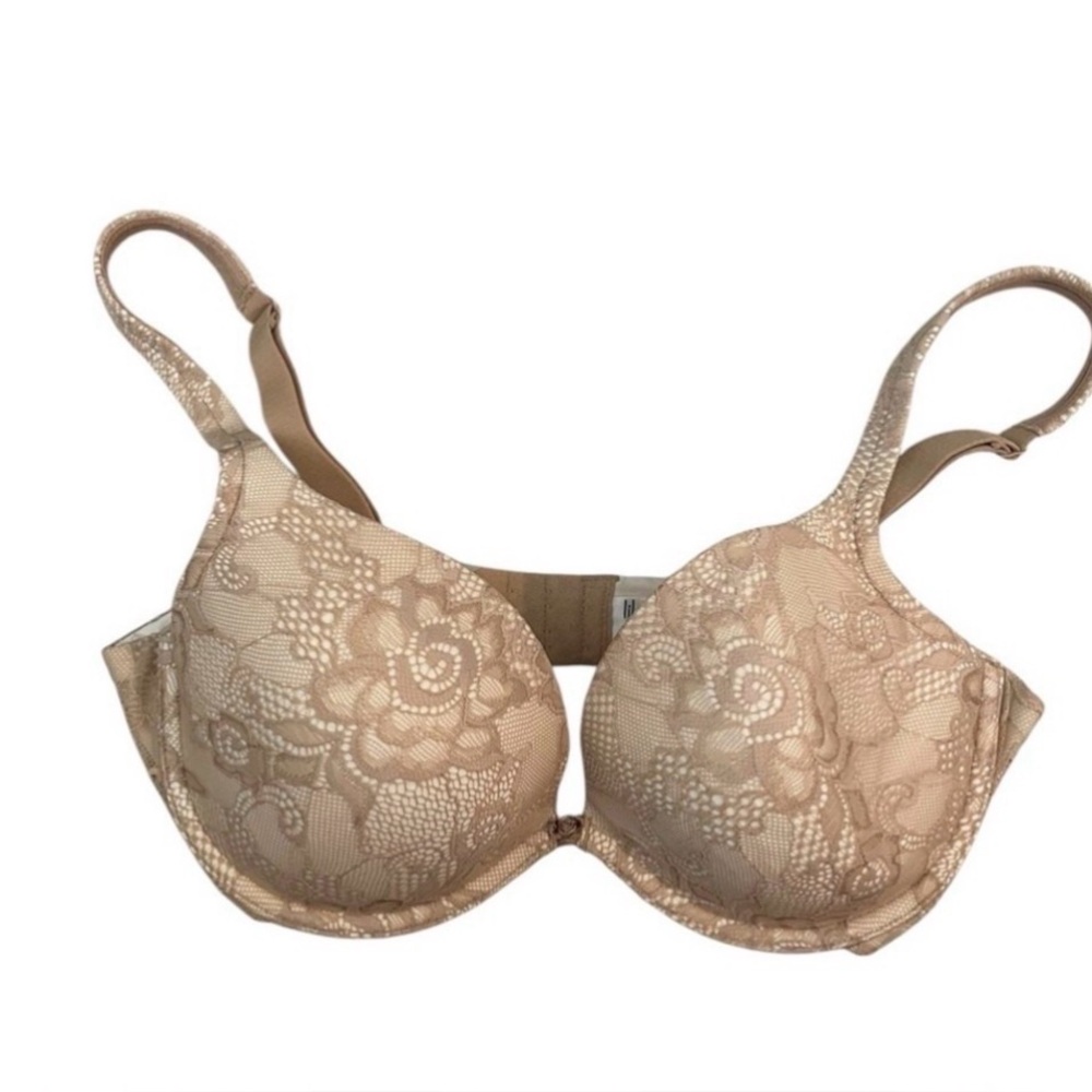 Lilyette Women’s Lined Lace Tshirt Bra Nude Beige 36D